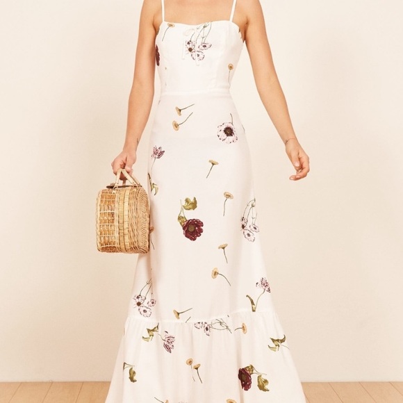 reformation white floral dress